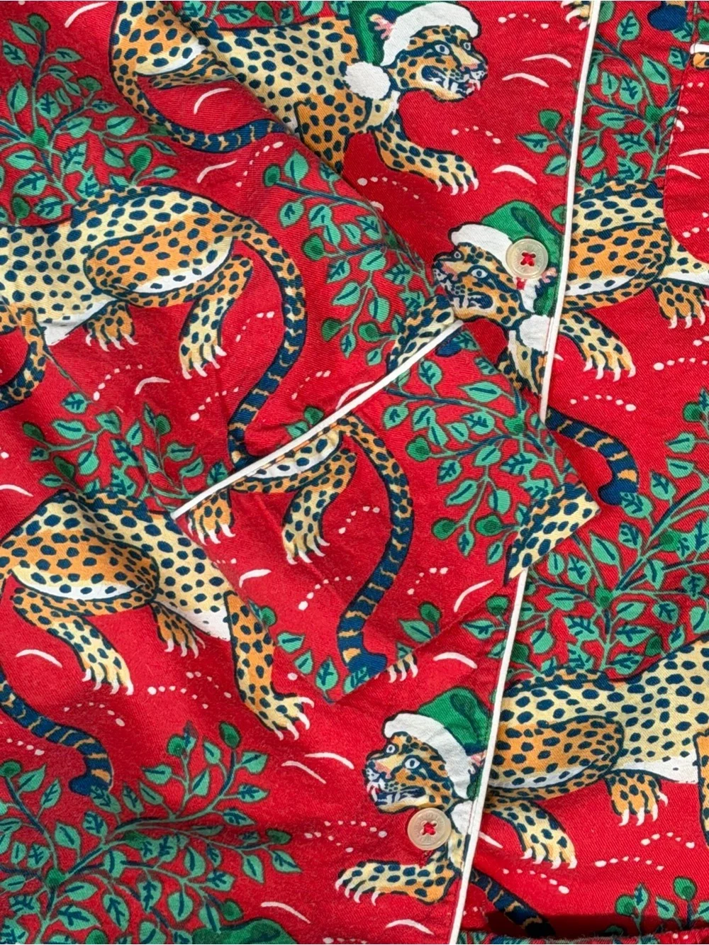 Printfresh Christmas Leopard Pajama Set Red Size M